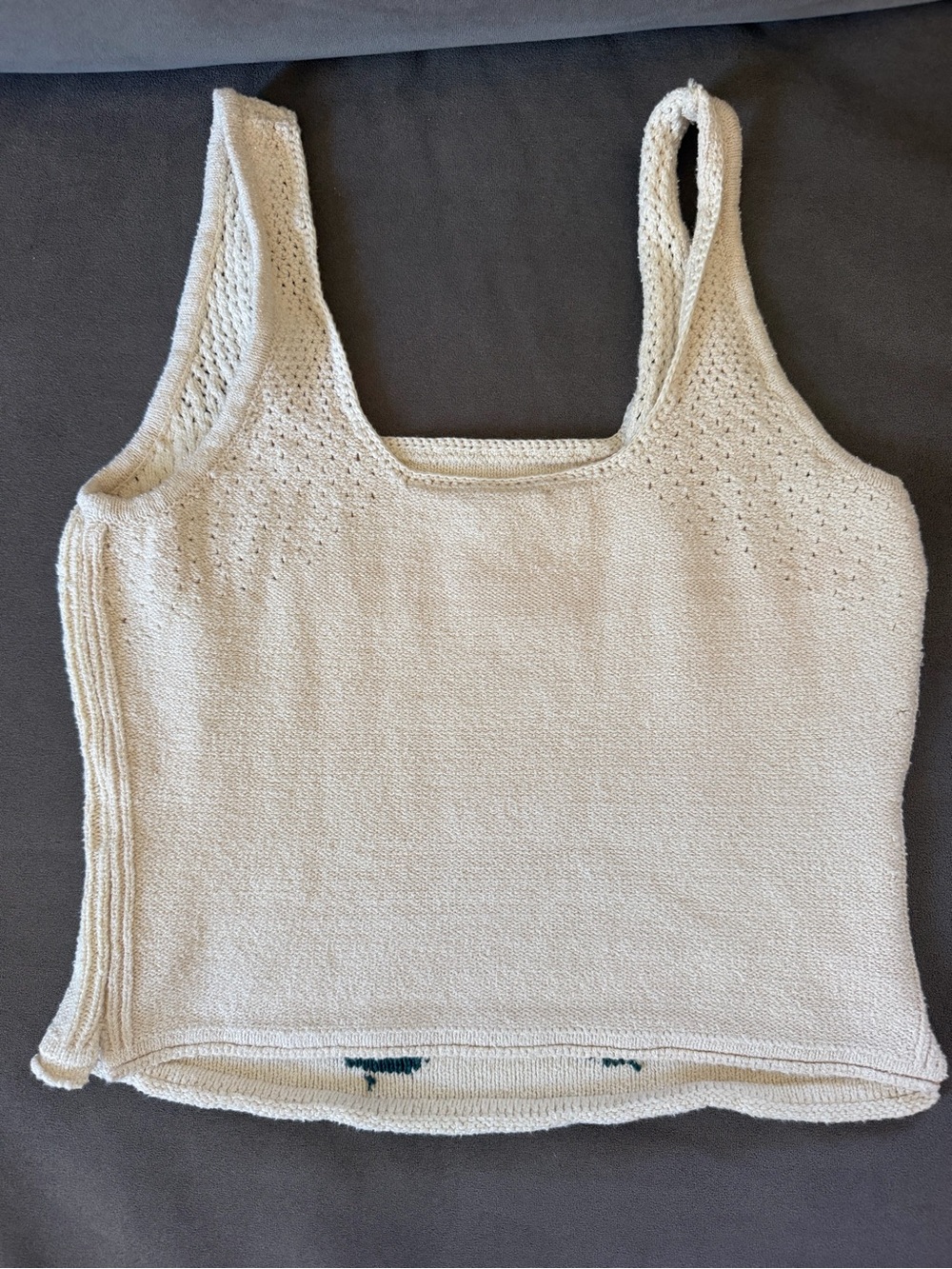 Anthropologie Pilcro Cream Knit woven Tank with floral print - Picture 4 of 5